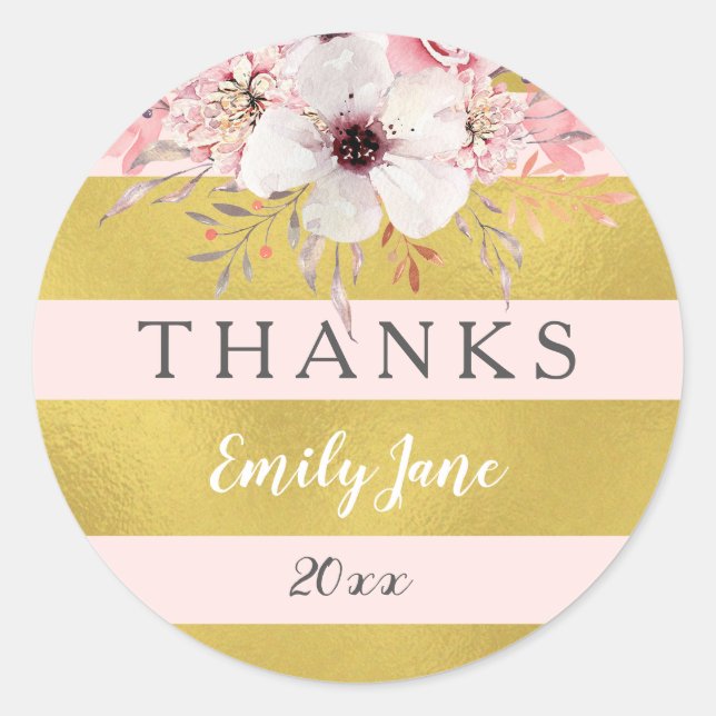 Bloral Baby Shower Girl Pink Gold Stickers (Vorderseite)