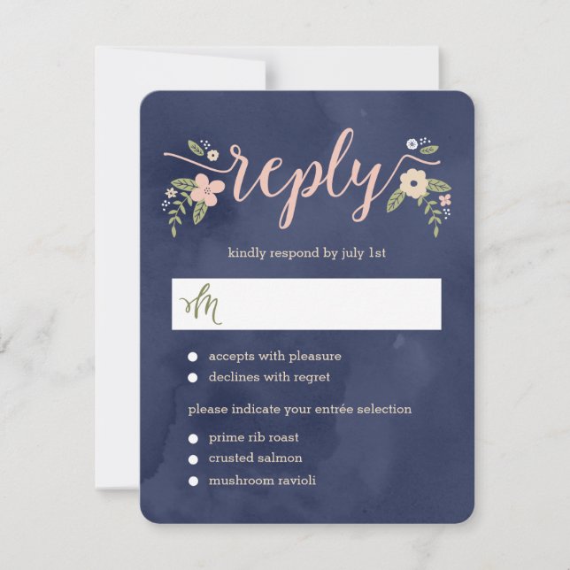 Bloral Beauty Editable Color Wedding RSVP Card (Vorderseite)