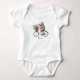 Bloral Bicycle Hippo Baby Bodysuit Strampler