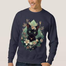 Bloral Black Cat Skull Pixel Art zu Halloween