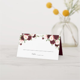 Bloral Burgund Blush Grüne Elegante Hochzeit Platzkarte