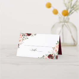 Bloral Burgund Blush Grüne Elegante Platzkarte