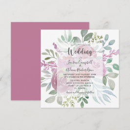 Bloral Burgunday Pink Foliage Hochzeit Einladung
