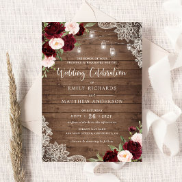 Bloral Burgundy Blush Lace Holunder String Lights Einladung