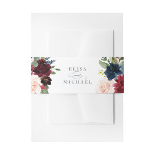 Bloral Burgundy Navy Blush Elegant Einladungsbanderole