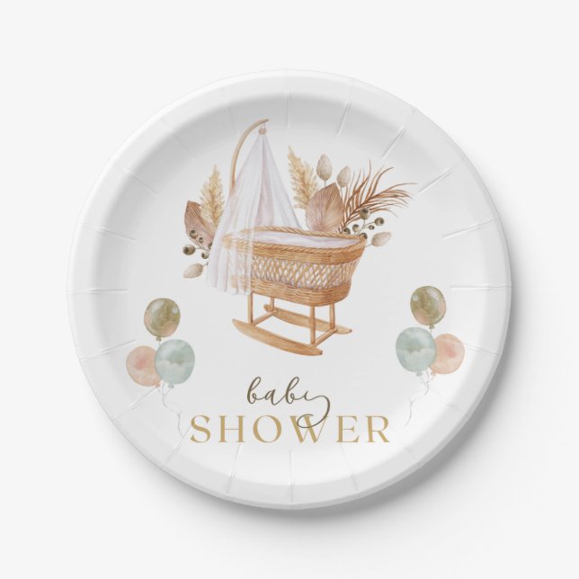 Bloral Cradle Baby Showfall Pappteller (Vorderseite)