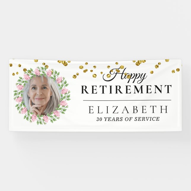 Bloral Custom Foto Retirement Party Banner (Horizontal)