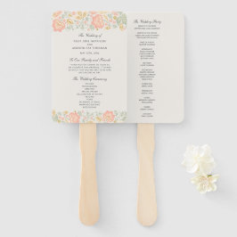 Bloral Elegance Peach Blush Sage Hochzeit Fächer