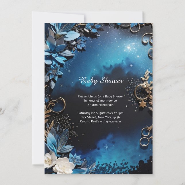 Bloral Elegant Baby Dusche Einladung (Vorderseite)