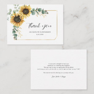 Bloral Eucalyptus Sunflower Wedding Vielen Dank Mitteilungskarte