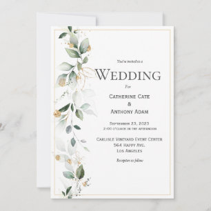 Bloral Eukalyptus Greenery Gold Wedding Einladung
