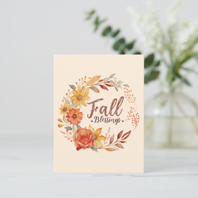Bloral Fall Segen Postkarte (Stehend Vorderseite)