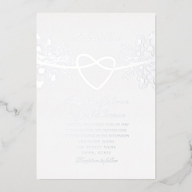 Bloral Gilded Silver Wedding Foil Einladung (Vorderseite)