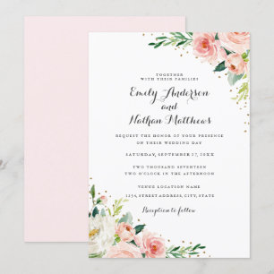 Bloral Gold Blush Wedding Einladung