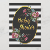 Bloral Gold Foil Babydusche Schwarz-weiße Streifen
