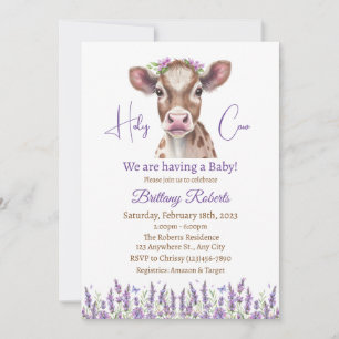Bloral Highland Cow Baby Shower Einladung