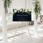 Bloral Horizontal Probe Dinner Begrüßungszeichen Poster<br><div class="desc">Dieses florale Begrüßungsschild für das Abendessen in der Probe eignet sich perfekt für eine rustikale Hochzeitsfeier. Das Design zeichnet sich durch elegante Aquarellbäume mit grünem Blattwerk in dunkelblauem Hintergrund aus.</div>