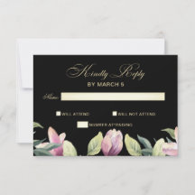 Bloral Lila Black and Gold Hochzeit rsvp