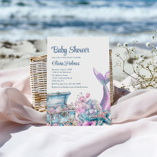 Bloral Mermaid Schwanz Starfish Babydusche Einladung