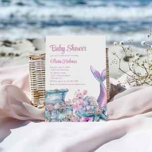 Bloral Mermaid Schwanz Starfish Babydusche Einladung