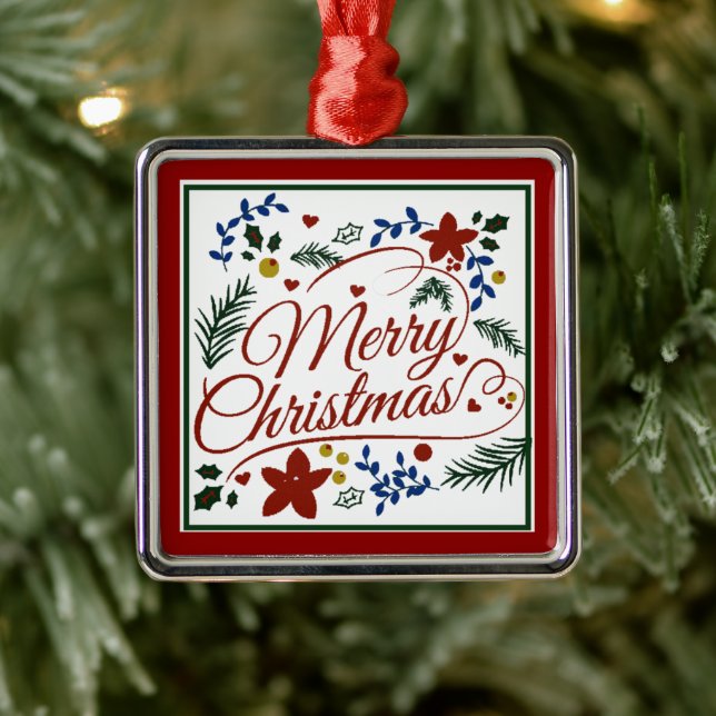 Bloral Merry Christmas Metal Ornament (Baum)