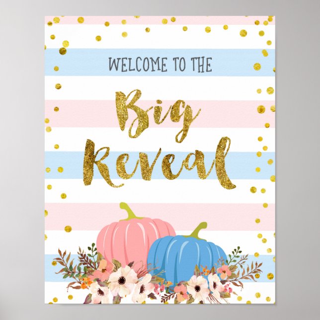Bloral Pumpkin Gender Reveal Willkommenszeichen Poster (Vorne)
