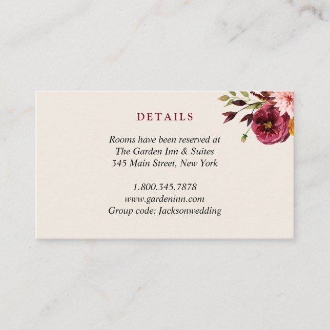 Bloral Pumpkin Wedding Detail Card Begleitkarte (Vorderseite)