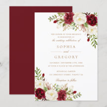 Bloral Red Burgundy White Modern Elegante Hochzeit