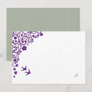 Bloral Secret Garden Sage Strip Script Monogram Mitteilungskarte