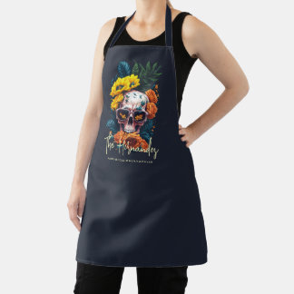 Bloral Skull Familienname Halloween Monogram Schürze