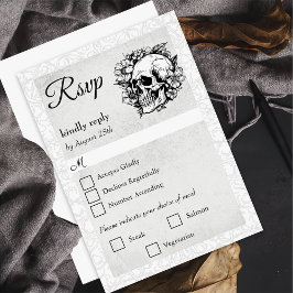 Bloral Skull Gothic Halloween Hochzeitskarte RSVP Karte