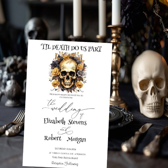 Bloral Skull Gothic Hochzeitseinladung Einladung (Von Creator hochgeladen)