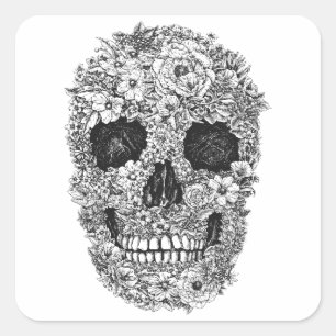 Bloral Skull Quadratischer Aufkleber