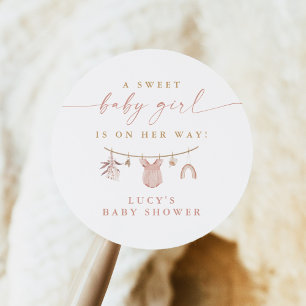 Bloral Sweet Baby Girl Clothesline Babydusche Runder Aufkleber