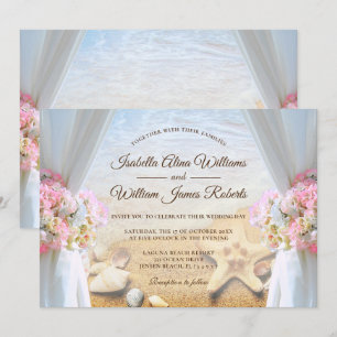 Bloral Tropical Beach Starfish Hochzeit Einladung