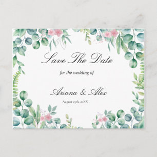 Blorale Eukalyptus Wedding speichern das Datum Postkarte