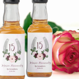 Bloraler Western Horseshoe Quinceanera Alkoholflaschenetikett