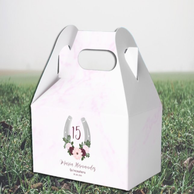 Bloraler Western Horseshoe Quinceanera Geschenkschachtel (Von Creator hochgeladen)