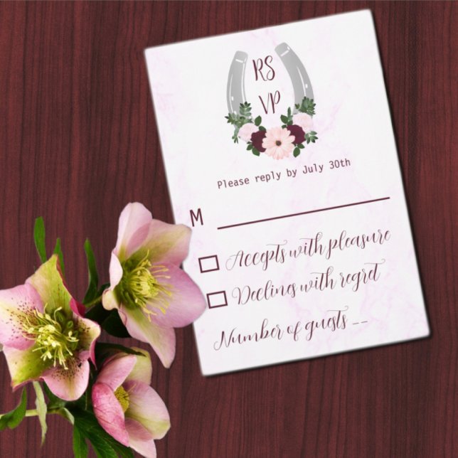 Bloraler Western Horseshoe Quinceanera RSVP Karte (Von Creator hochgeladen)