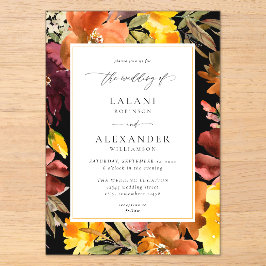 Bloralhochzeit von Orange & Yellow Fall - 3 Black Acryleinladungen