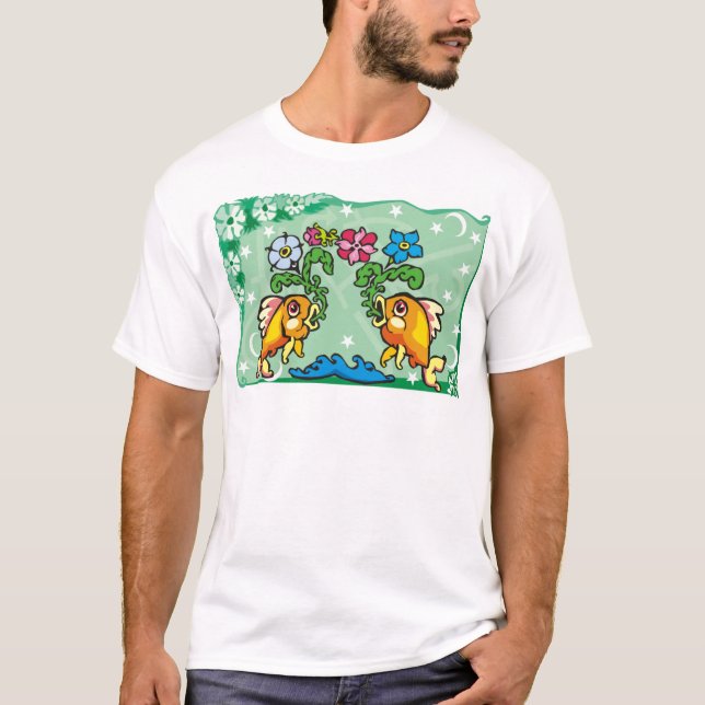 Blorfische Fische mit Blume T-Shirt (Vorderseite)