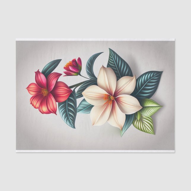 Blorrot Weiße botanische Illustration Klein Seidenpapier (Vorderseite)
