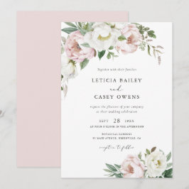 Blorrot Weißer Peonies Leaf Elegante Hochzeit Einladung