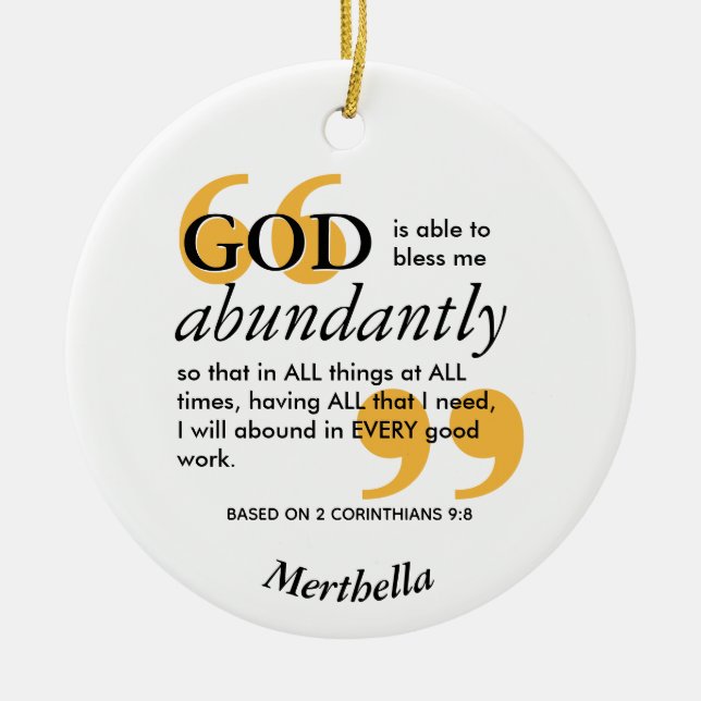 BLOSSES, ABUNDANZIG Christliches Gebet Keramik Ornament (Vorne)