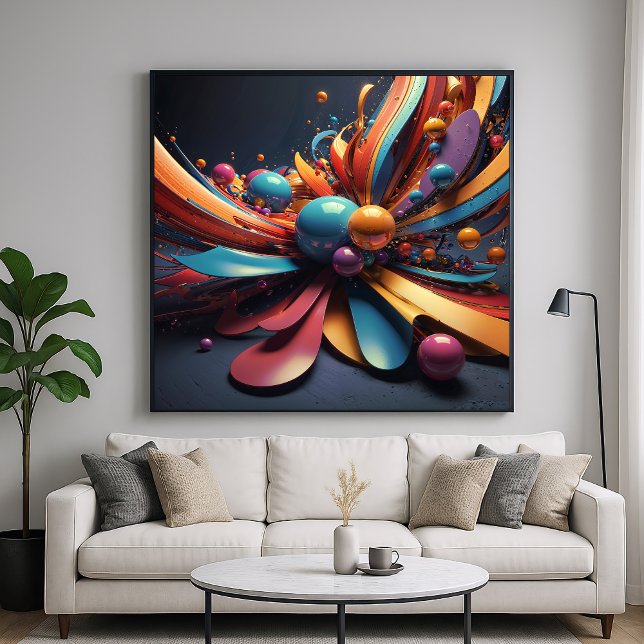 Blossom - Abstrakter 3D-Rendering-Kunststil Poster (Von Creator hochgeladen)