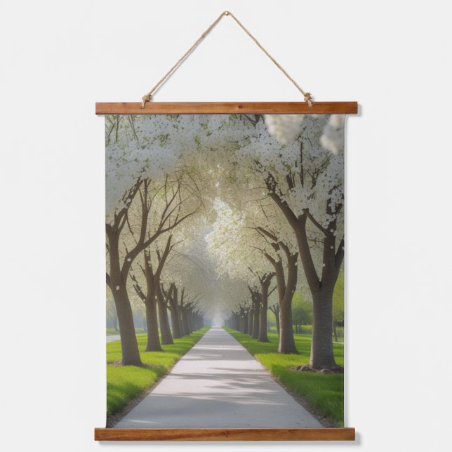 "Blossom Archway - Blume Baumstollenwall Wandteppich Mit Holzrahmen (Vorderseite)