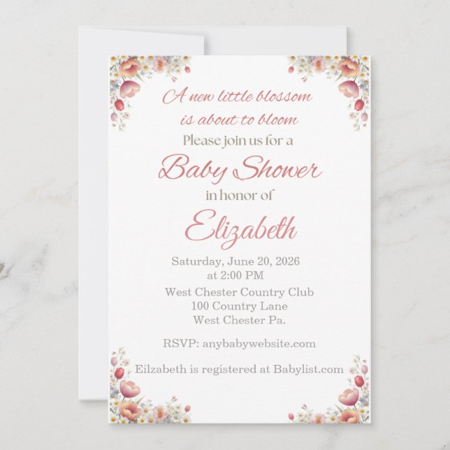 Blossom Baby Shower Invitation (Devant)