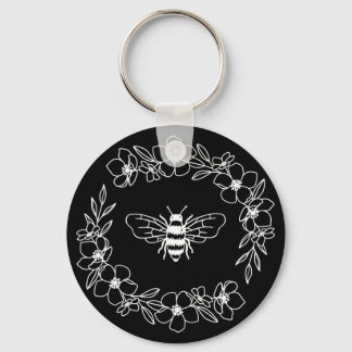 Blossom Bee Wreath in Weiß Schlüsselanhänger