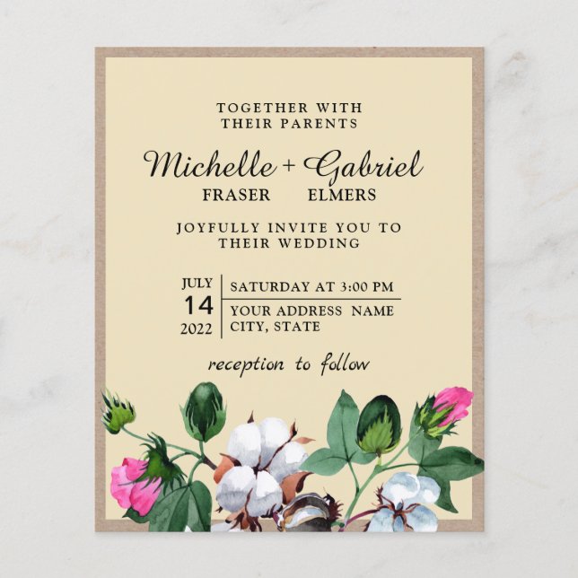 Blossom Blume aus Baumwolle. Botanische Sommerhoch Flyer (Vorne)