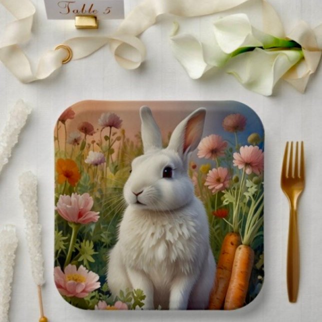 Blossom Bunny & Carrot Patch Papier-Teller  Pappteller (Von Creator hochgeladen)